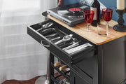 SoBuy Carrito de servicio con ruedas, carrito de cocina con encimera, carrito auxiliar con cajones, botellero, isla de cocina, estante de cocina de pie, mueble para cocina, comedor y exterior, negro, 67x86x38 cm, FKW45-SCH