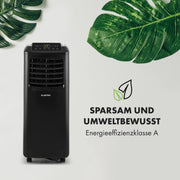 Aire acondicionado Klarstein, unidad de aire acondicionado 4 en 1, deshumidificador, ventilador y modo noche, aire acondicionado portátil con manguera de escape, control por aplicación, aire acondicionado para habitaciones de hasta 44 m², 9000 BTU, blanco