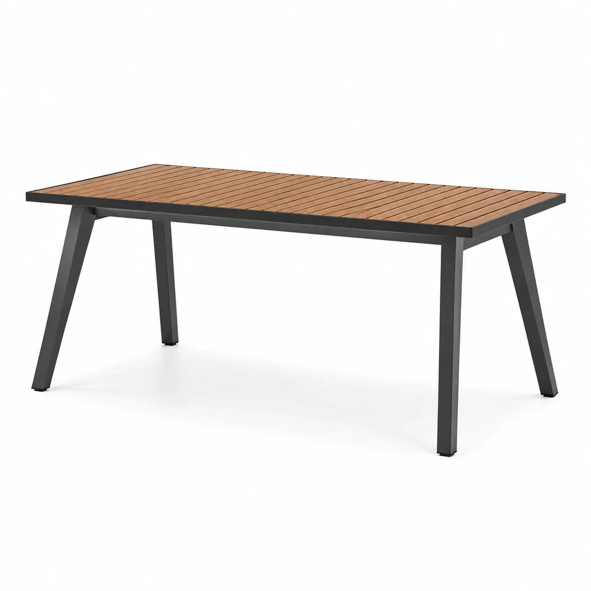 Mesa de jardín de aluminio y teca 180x90 cm negro