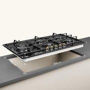 Placa de Cocción a Gas Klarstein con 5 Quemadores – Placa de Cocción Empotrable 11100W, Superficie de Acero Inoxidable, Compatible con GLP