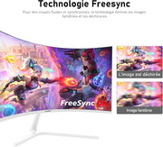 Monitor de PC curvo Gawfolk de 27 pulgadas para juegos, 280Hz, 1800R, 1ms, FHD 1080p, gran angular de 178°, marco ultradelgado, HDMI, DisplayPort, compatible con montaje en pared de 100 x 100 mm - Blanco