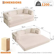 Sofá Cama Convertible 5 en 1, Sofá Cama Modular de Pana de 78.8" con Estructura Robusta, Futón Multifuncional para Espacios Pequeños, Sala de Estar y Habitación de Huéspedes