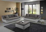 Colección DOMO. Sofá Splash, 3 plazas, sofá, conjunto de tapicería, 232 x 96 x 76 cm (ancho x fondo x alto), blanco-gris