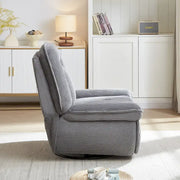 Sillón reclinable giratorio de pana con deslizamiento, reposapiés para sala de estar
