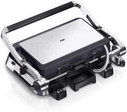 Braun MultiGrill 9 CG 9047, Parrilla Eléctrica con Placas para Grill, Cocción, Gofres, 2 Termostatos Independientes, 3 Posiciones de Cocción, Placas Aptas para Lavavajillas, 2000W, Negro/Acero Inoxidable