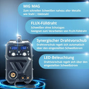 Soldadora MIG/MAG 200 ST con gas de protección, inversor IGBT, 200 A, alimentación de hilo sinérgica, FLUX, Lift TIG, MMA
