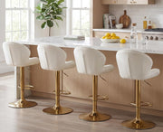 Chairus Juego de 2 taburetes de bar giratorios, silla de bar de terciopelo ajustable en altura, taburetes de bar modernos para cocina con reposapiés, beige