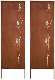 Kapaga - Panel de privacidad de metal - 160 cm x 50 cm - Óxido noble - Protector de privacidad con aspecto de óxido para jardín - Elemento de privacidad - Panel de ocultación - Decoración de jardín, valla - Óxido (Flores)