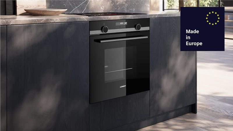 Horno empotrable Siemens HB578HBS7 iQ500, 60 x 60 cm, activeClean - sistema de autolimpieza automático, cookControl30, aire caliente 3D, asistente de horno con control por voz, carro extraíble, Home Connect