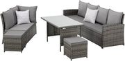 Conjunto de salón para jardín SVITA Monroe, muebles de salón de ratán sintético, grupo de asientos, gris