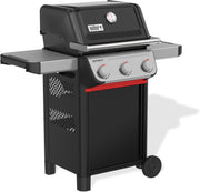 Barbacoa de gas Weber Spirit E-310 / 3 quemadores, encendido Snap-Jet, ruedas resistentes y rejilla de calentamiento, superficie de cocción de 51 x 46 cm, compatible con las mesas laterales Weber Works, negro/plateado