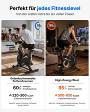 Bicicleta estática silenciosa MERACH con resistencia ajustable, monitor LED, soporte para tableta y aplicación, para el hogar, hasta 136 kg