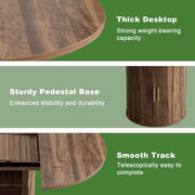 Mesa de comedor extensible, mesa de comedor redonda con base de madera, extensible a ovalada, mesa de cocina moderna para 4-6 personas, marrón rústico, base de pedestal