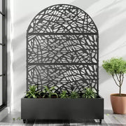 MAYEERTY Jardinera de hierro arqueada negra de 72x47 con enrejado, juego de 3 piezas, biombo decorativo de jardín para patio y balcón
