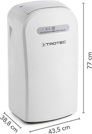 Aire acondicionado portátil TROTEC PAC 2100 X 3 en 1: refrigeración, ventilación y deshumidificación. Unidad de aire acondicionado monobloque de 2 kW, 7.000 BTU/h, para habitaciones de hasta 26 m² y 65 m³, con 2 niveles de ventilación.