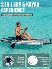 TIGERXBANG Tabla de surf de remo inflable (SUP) con accesorios, 335 × 86 × 15 cm, tabla SUP para adultos, colección Shadow