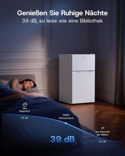 Refrigerador con congelador superior Upstreman 84L, 39dB silencioso y luz LED, refrigerador pequeño con puerta reversible, TM84 blanco