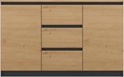 CDF Aparador grande y moderno Costa de 200 cm, conjunto de muebles con 3 puertas y 6 cajones, cómoda sin tiradores para salón o dormitorio, aparador minimalista con gran espacio de almacenamiento - Roble Artisan/Antracita