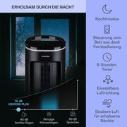 Enfriador de aire Klarstein con refrigeración por agua, enfriador evaporativo 4 en 1 silencioso, humidificador, ventilador y modo nocturno, aire acondicionado portátil de 7 L, enfriador de aire de 65 W, flujo de aire refrigerante de 330 m³/h