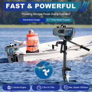 Motor fueraborda de gasolina 2500 W 3,5 HP 12 km/h 2 tiempos 4000-5000 rpm - Inflable - Con hélice de tres palas - Sistema de encendido CDI para botes inflables, botes de hierro