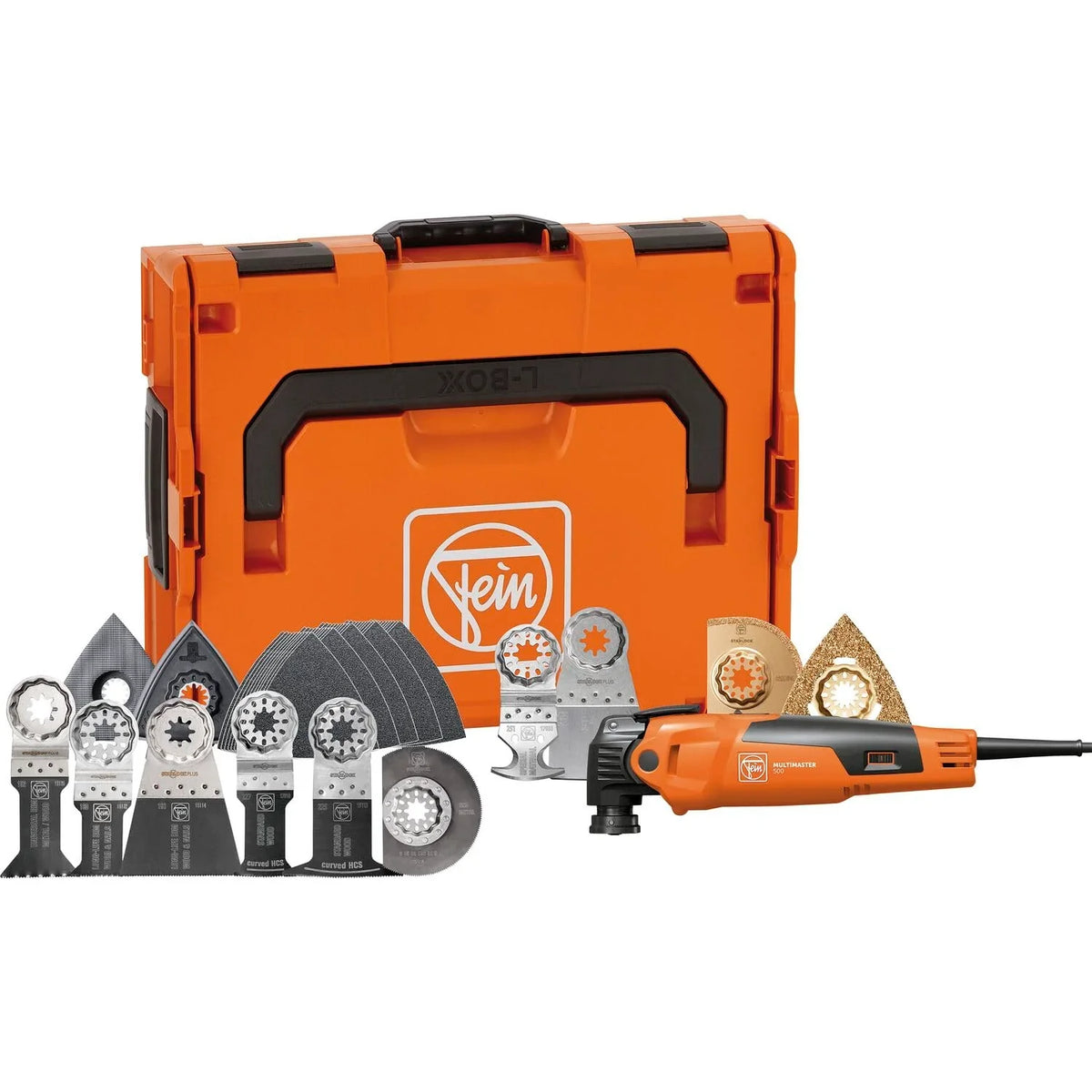 FEIN Multimaster MM 500 Plus Top EDITION con 62 accesorios para serrar, lijar, cortar, retirar baldosas y más