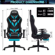 Sillón de oficina ergonómico Hoffree para juegos, reclinable, con masaje, altavoz Bluetooth y luz RGB