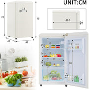 Refrigerador con congelador Merax, combinación frigorífico-congelador, frigorífico pequeño con 51L y congelador de 21L, silencioso, LED, estantes de vidrio, cajón para verduras, estantes en la puerta, para cocina, sala de estar, oficina, negro