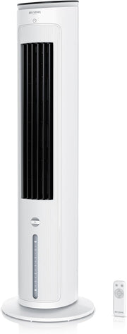 Brandson - Ventilador de torre con refrigeración por agua - Galardonado 2025 - Enfriador evaporativo - Enfriador de aire - Ventilador - Aire acondicionado portátil sin tubo de escape - 5 en 1 - silencioso - depósito de agua de 4,6 L - blanco