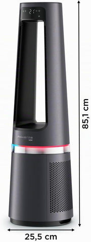 Purificador de aire, termoventilador y ventilador 3 en 1 Rowenta QU5062 Eclipse, filtra el 99,9 % de las partículas, para habitaciones de hasta 30 m², calentamiento rápido hasta 35 °C, modo automático de día y noche, negro/gris