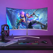Monitor de PC curvo Gawfolk de 27 pulgadas para juegos, 280Hz, 1800R, 1ms, FHD 1080p, gran angular de 178°, marco ultradelgado, HDMI, DisplayPort, compatible con montaje en pared de 100 x 100 mm - Blanco