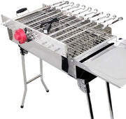 Set de parrilla XXL, girador de brochetas Grillmaster + motor + batería externa + mangal + 11 brochetas