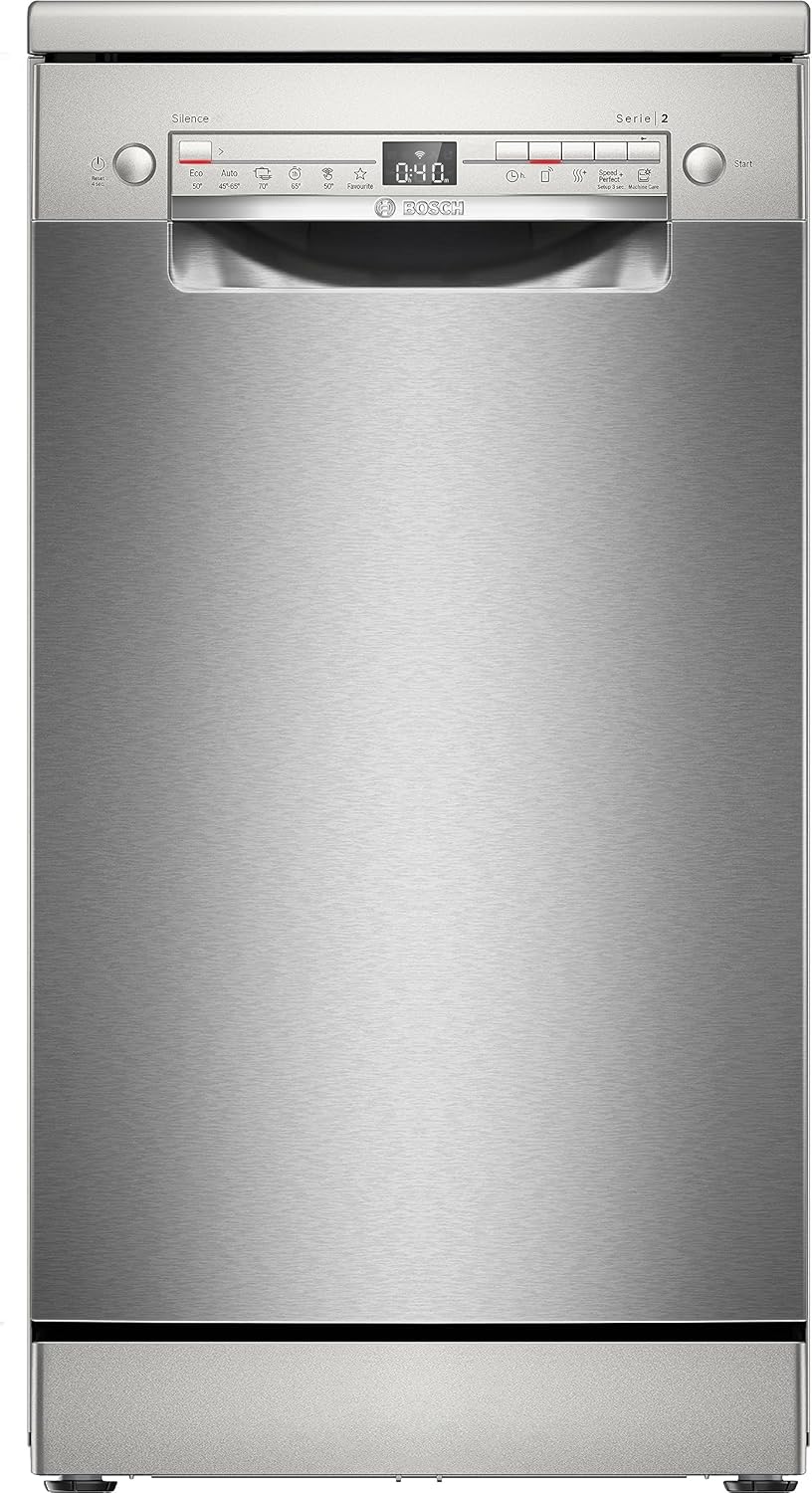 Bosch SPS2HKI58E, Serie 2, Lavavajillas de libre instalación, 45 cm, 10 cubiertos, Home Connect, Acero inoxidable