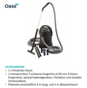 Aspirador de lodos para estanque Oase PondoVac Classic 50529 1400W 3000l/h, tratamiento de agua, 4 boquillas de aspiración para estanque y hogar