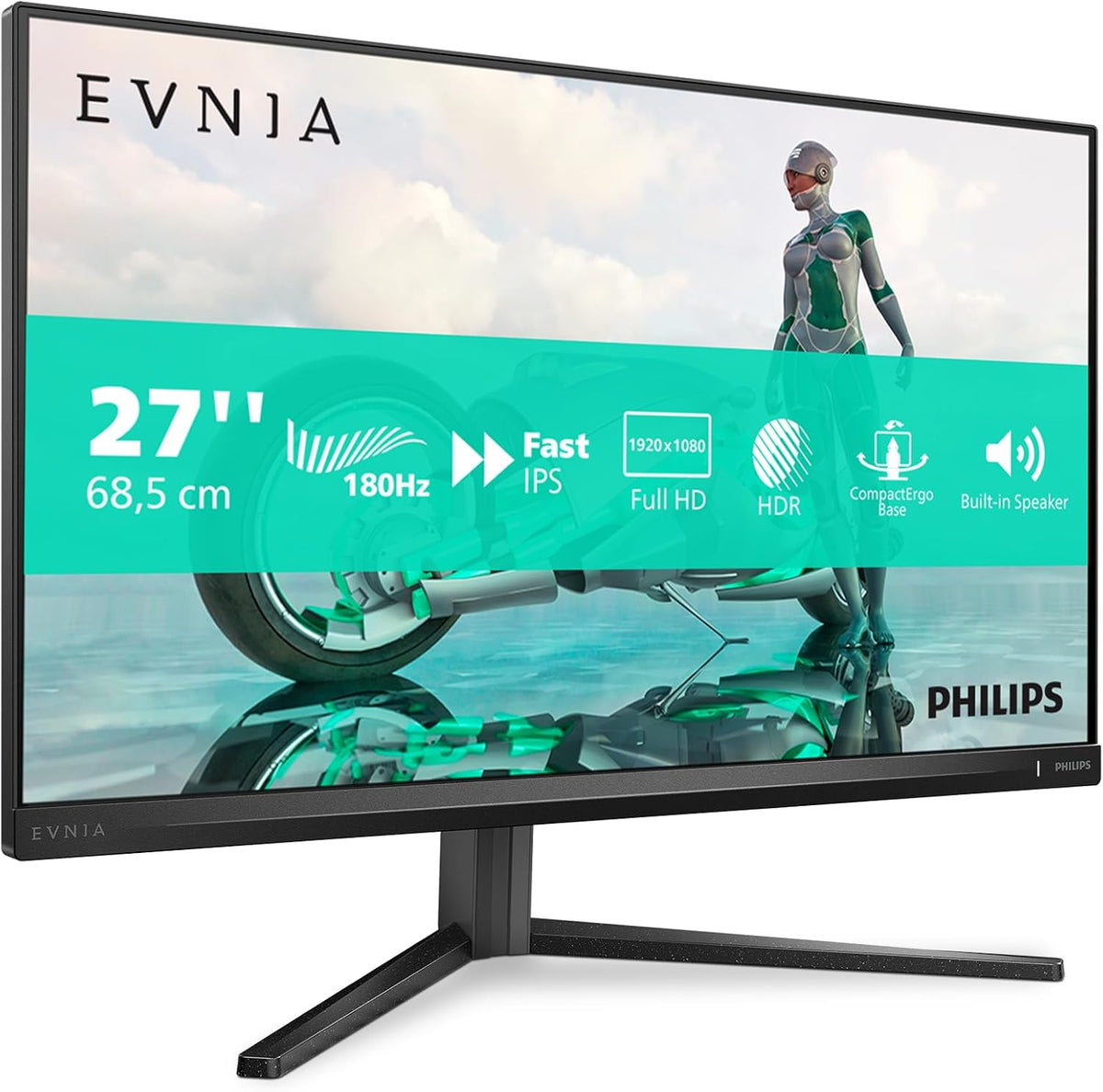 Philips 27M2N3200AM - Monitor Gaming Full HD de 27 pulgadas, 180 Hz, 1 ms GtG, FreeSync Prem., G-Sync comp. (1920x1080, 2X HDMI, DisplayPort) Negro/Gris