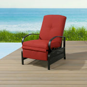 Sillón reclinable ajustable para patio con cojín - 38 (profundidad) x 26.5 (ancho) x 38.5 (alto) PULGADAS