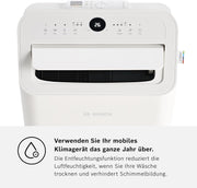 Acondicionador de aire móvil Bosch Cool 4000 - 3 en 1: aire acondicionado, deshumidificador, ventilador - 2,6 kW para habitaciones de hasta 35 m² - Con modo automático, modo silencioso y modo de suspensión