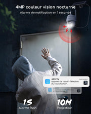 Cámara de vigilancia WiFi exterior inalámbrica COOAU 4MP - 365 días con panel solar - Base + 4 cámaras - 2.5K | 64 GB de almacenamiento local | Panorámica 360° | Cero cuotas mensuales | Compatible con Alexa