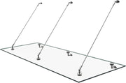 doporro Marquesina de cristal laminado de seguridad (VSG) con lámina SGP VDG02K, medidas: 90x250 cm, 3 barras de sujeción de acero inoxidable, marquesina transparente para puerta de entrada, protección contra la lluvia