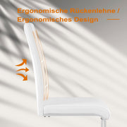 WOLTU Juego de 4 sillas de comedor, silla cantilever, silla voladiza, silla de cocina, silla tapizada, con respaldo alto, piel sintética, para comedor, mesa de comedor, cocina, sala de estar, oficina, blanco, BH378ws-4
