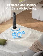 Ventilador de torre inteligente y silencioso DREO, control por APP y voz, ventilador oscilante de 90° con mando a distancia, 4 modos, 4 velocidades, temporizador de 8 h, Nomad One S, negro