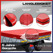 Eduard Lona para remolque de calidad superior - 506 x 220 cm - Dimensiones interiores - Lona azul lacada brillante - Lona plana para remolque de coche - Lona de PVC impermeable con accesorios