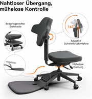 Newtral Stehpult-Stuhl, Standing Mate-Sitz für Sitz-Steh-Wechsel, ergonomischer Anlehn-Hocker mit Anti-Ermüdungsmatte, Stehpult-Hocker, Pferdesattel-Stuhl, höhenverstellbarer Homeoffice-Haltungssitz