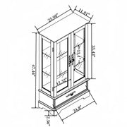 Vitrina de cristal iluminada con estantes ajustables: elegante vitrina de 2 puertas con cajón integrado, incluye bombilla