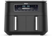 Freidora de aire NINJA Foodi DualZone, 2 compartimentos, 2 zonas de cocción independientes, capacidad de 7,6 L, freidora de aire 6 en 1, máx. 240 °C, piezas antiadherentes extraíbles aptas para lavavajillas, negro AF300EU