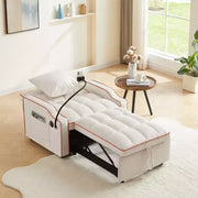 Sillón sofá convertible 3 en 1, sofá cama individual con respaldo ajustable, soporte para teléfono, USB y tipo C - ModernLuxe