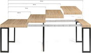 IDMarket - Mesa consola extensible Toronto 10 personas 235 cm diseño industrial
