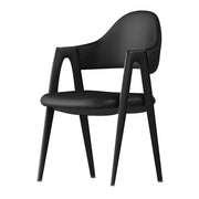Silla de comedor con reposabrazos de cuero moderna curvada de respaldo abierto