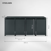 STEELSØN Thoria Mülltonnenbox 4er bis 240L – Mülltonnenverkleidung aus Stahl in Anthrazit – hochwertige Müllcontainer für 4 Tonnen – Müllbox wetterfest – UV-beständige Gerätebox/Mülltonnen Box