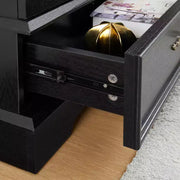Vitrina de cristal iluminada con estantes ajustables: elegante vitrina de 2 puertas con cajón integrado, incluye bombilla