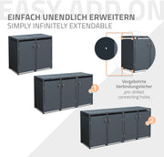 ML-Design Cobertizo para 4 cubos de basura de 240 L, 264x80x116,3 cm, antracita, acero, resistente a la intemperie, cerramiento bloqueable con tapa abatible/4 puertas, contenedor para cubos de basura, cubierta para cubos de basura